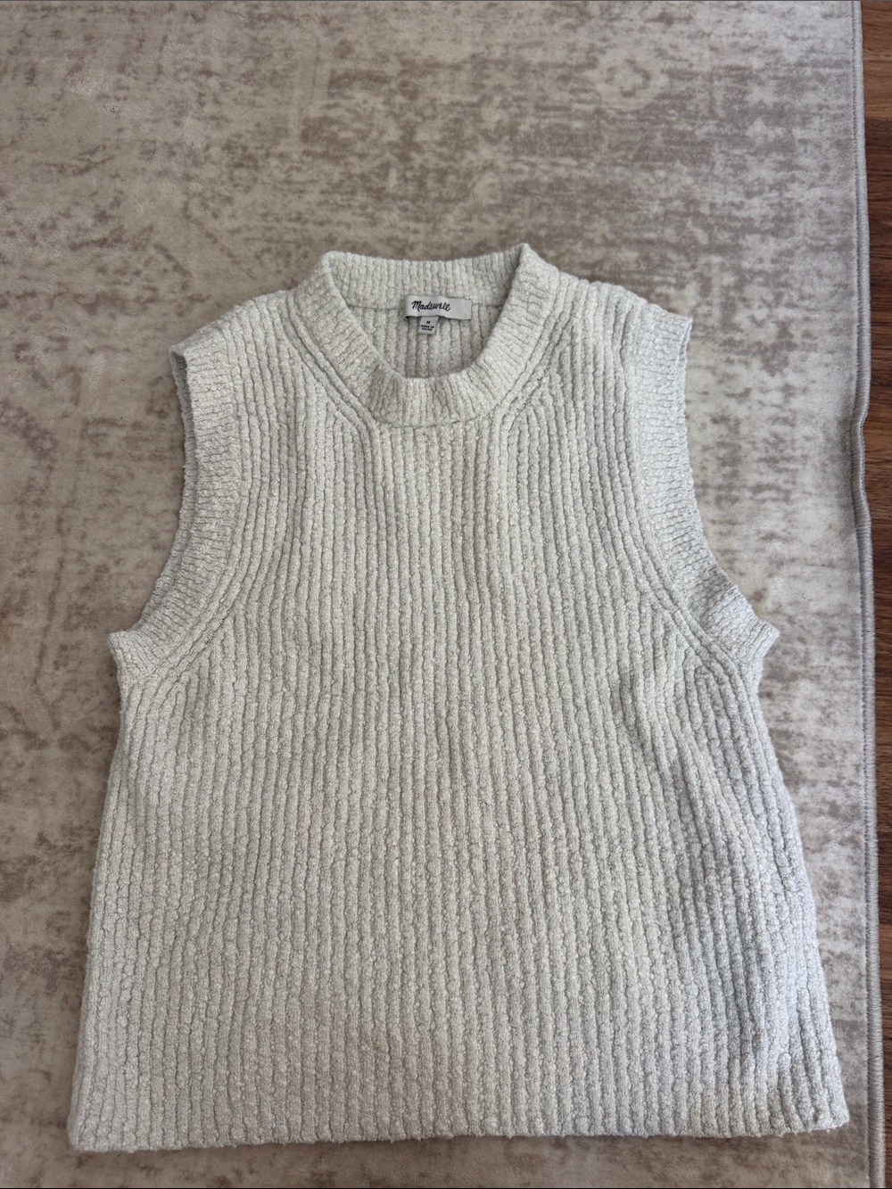 Madewell Ivory Ribbed Sleeveless Knit Top